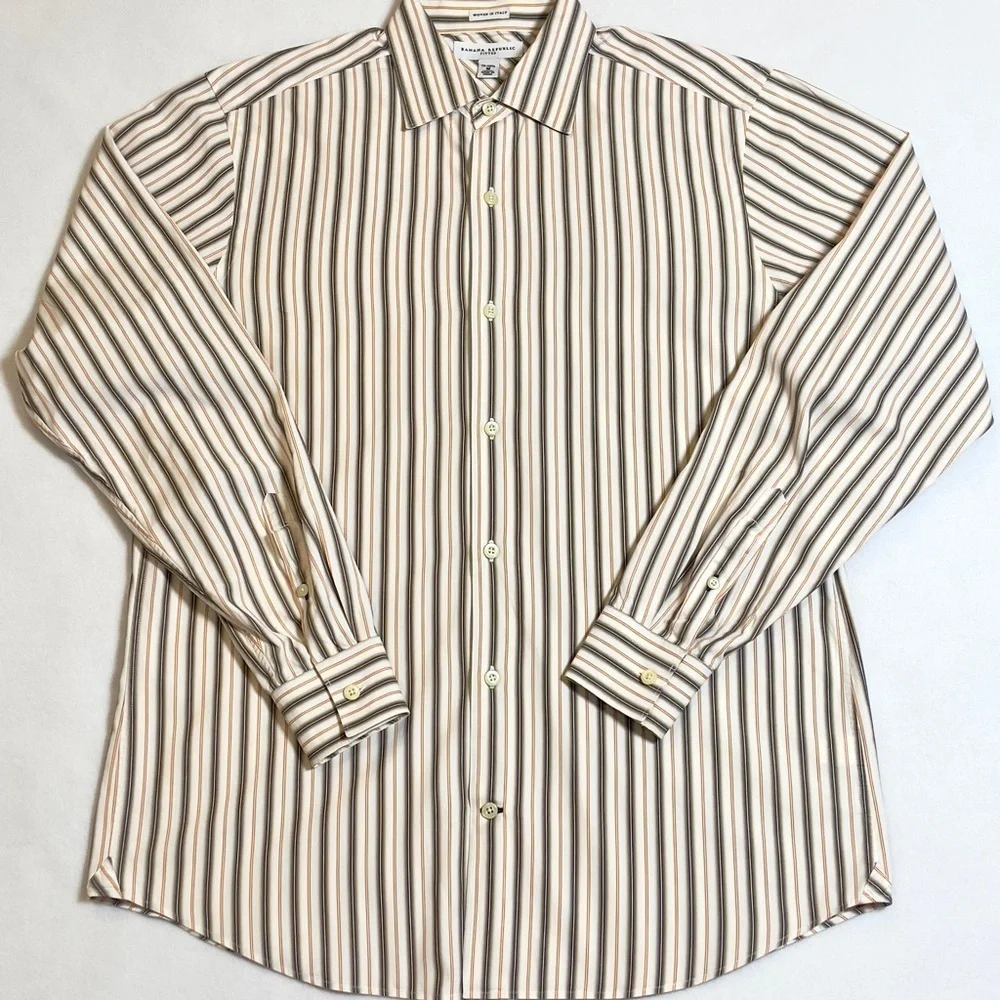Banana Republic Men’s Fitted Dress Shirt Size M 15-15.5 Woven in Italy